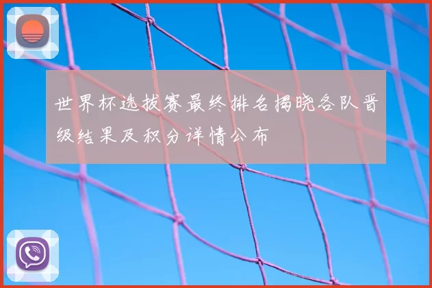 世界杯选拔赛最终排名揭晓各队晋级结果及积分详情公布